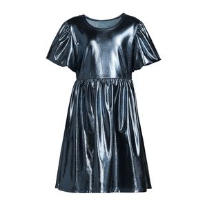 Wonder Nation Girls Metallic Knit Puff Sleeve Dress, Sizes XS (4-5)‎ Teal